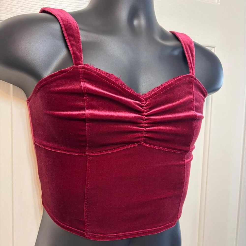 Abercrombie-fitch Women's Burgundy and Red Crop-top